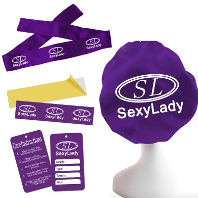 China Wholesale Custom Package Waterproof Hair Wraps Hair Labels Wig Tags With Your Own Logo Printing Private Label for sale