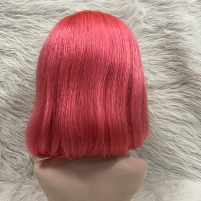 China Wholesale Top Gorgeous Pink Blonde 100% Transparent Lace Colored Bob Wig Grade Hair Wigs 13*4 Lace Front Lead Wigs for sale