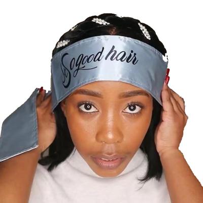 China Fashion design free satin headwraps edge check wraps with logo wholesale silk head wrap satin hood for sale