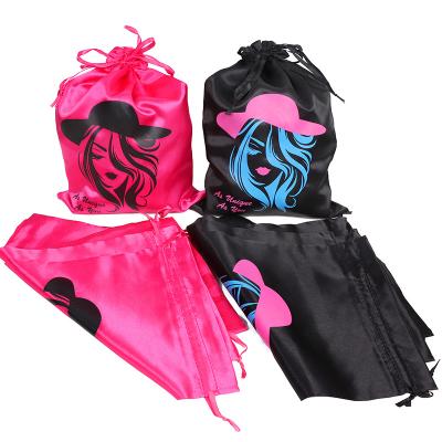 China Factory Price Recyclable Wig Storage Silk Hair Bags With Custom Logo Satin Bags For Hair Bundles for sale