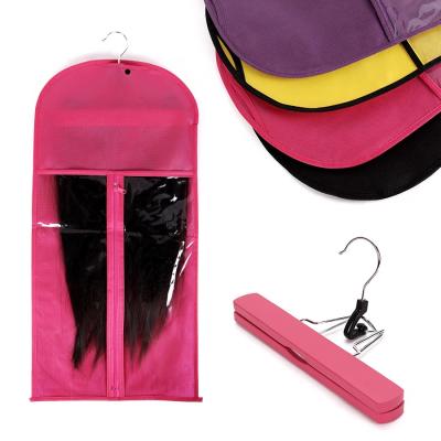 China Cheap Storage Wig Hair Storage Bag With Hanger Hair Extension Bags Custom Silk Hair Bags With Custom Logo for sale