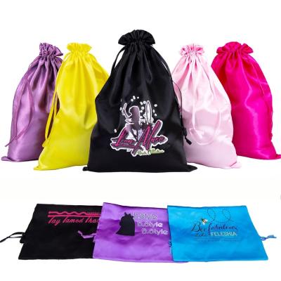 China Recyclable Wholesale Custom Logo Hair Silk Bags Satin Wig Bags Hair Silk Packaging Bags for Stylist Hair Salon for sale