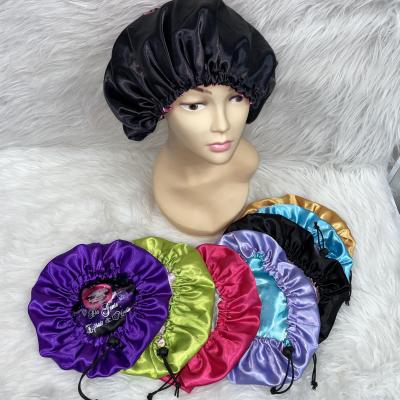 China Fashion Reversible Adjustable Double Layers Custom Made Adults And Child Hood Satin Soft Silk Hair Hoods for sale