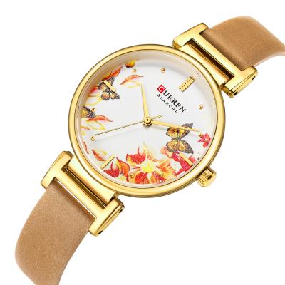 China CURREN 9053 Water Resistant Leather Women Watch Summer Quartz Ladies Wristwatch Relojes Clock Fashion Flower Female Dial Reloj Mujer for sale