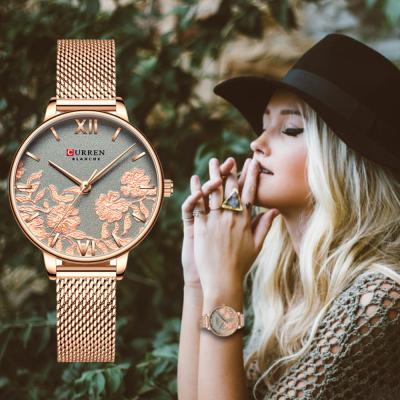 China Curren 9065 Women Watches Top Brand Stainless Steel Strap Luxury Wrist Watch Water Resistant For Women Rose Clock Stylish Quartz Ladies Watch for sale