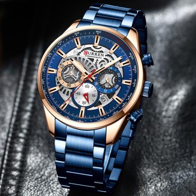 China Date Curren 8391 Automatic Men's Quartz Luxury Casual Wristwatches With Luminous Sport Chronograph Clock Stainless Steel Wristwatches For Male for sale