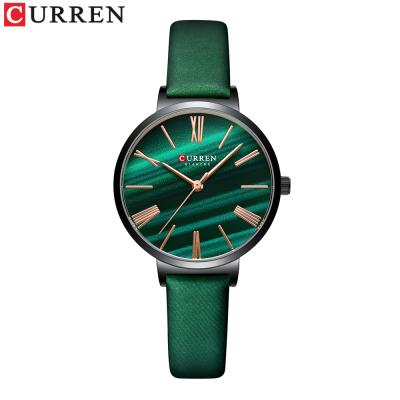 China CURREN 9076 Water Resistant Fashion Luxury Watches For Women Malachite Green Quartz Dress Strap Wrist Watch With Leather Female Clock for sale