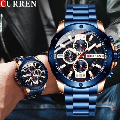 China Curren 8336 Date Sport Mens Watches Stainless Steel Band Quartz Wrist Watch Chronograph Military Male Fashion Automatic Clock Waterproof for sale