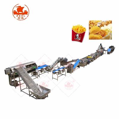 China Low Energy Consumption 21 304 Stainless Steel Fully Automatic Frozen French Fries Making Machine Potato Chips Production Line for sale