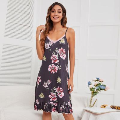 China Newest cheap QUICK DRY sale sleeveless women dress sexy floral print summer dress pajamas for sale