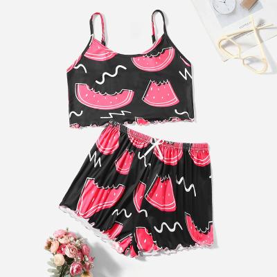 China QUICK DRY drop shipping wholesale summer ladies nightgown wear suits sleep wear women cartoon pajamas set plus size pajama women sling for sale