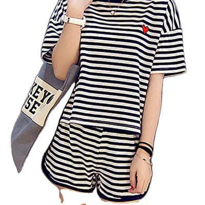 China Breathable Summer Black And White Striped Pajamas For Women for sale