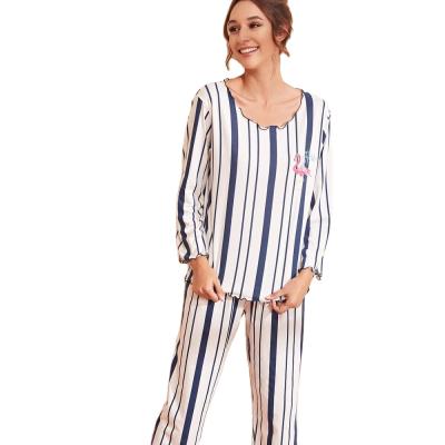 China Autumn And Winter Breathable Round Neck Long-sleeves Ladies Pajamas for sale