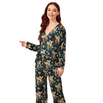 China Wholesale Breathable Winter Printed Kimono Ladies Pajamas Set for sale