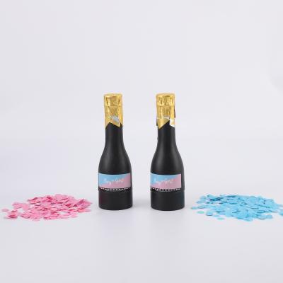 China Iron On Biodegradable Champagne Bottle Gender Reveal Confetti Cannon , Wholesale Confetti Cannon Party Supplies Gender Reveal for sale