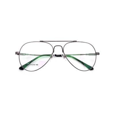 China Lightweight High Quality Korean Simple Elegant Double Titanium Bridge Metal Memory Glasses Optical Frame for sale