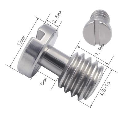 China Stainless Steel Head Tripod Camera Flat Screw Hidden Camera 3/8 Screw Slotted Quick Release Screw Without Ring for sale