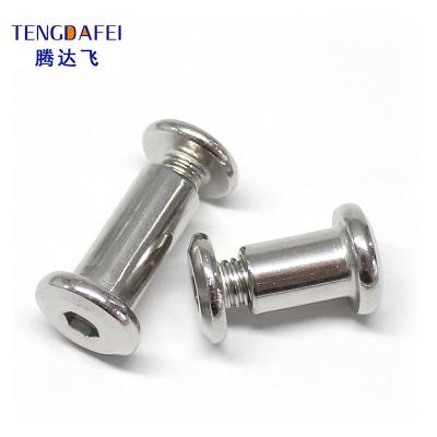 China Wholesale Stainless Steel Flat Plug Screw Chicago Head Book Fastener Posts Male And Female Screws for sale