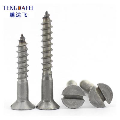 China Flat Slotted Stainless Steel M6 M8 CSK Flat Head Furniture Wood Screw for sale