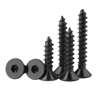 China Flat Black Zinc Countersunk Carbon Steel Hexagon Head Socket Self Tapping Screws for sale