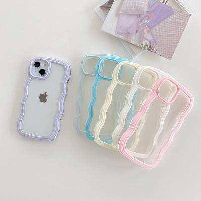 China Shockproof Cute Transparent Acrylic Wave Pattern Phone Case For iPhone 11 12 13 14 pro xs max max for sale