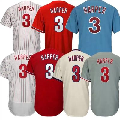 China Breathable Philadelphia City 3 Bryce Harper 7 Trea Turner 12 Kyle Schwarber America Men's Sports Stitched Baseball Jersey for sale