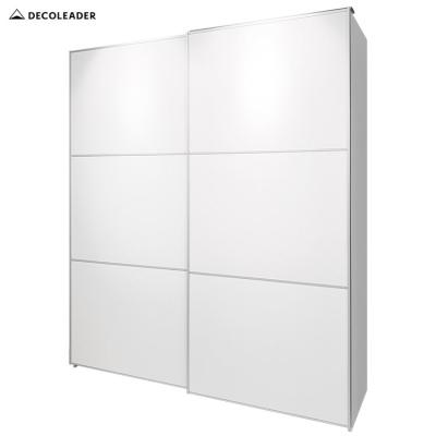 China Customized Size And Finish DECOLEADER Modern White Lined Sliding Door Wardrobe for sale