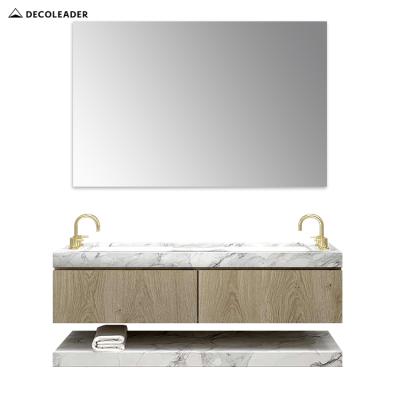 China High Quality Modern Simple Wall Mounted Minimalist Design Bathroom Vanity Cabinet With Double Sink for sale