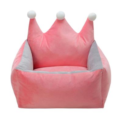 China Factory Price Removable Rose Cover Princess Gray Yellow Dog Bed With Crown Shape for sale