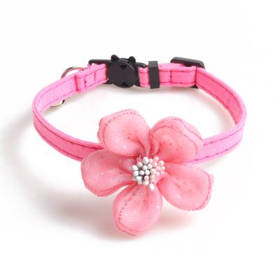 China New Design Flower Suede Cute Soft Detachable Velvet Puppy Adjustable Safety Cat Collar for sale