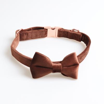 China 100% PURE Luxury PET Collar BOWTIE KITTEN CAT Metal Color Dog Collar Rose Gold Luxury Pure A1 OEM Solid DETACHED DETACHED Cotton BOWKNOT PET Collar for sale