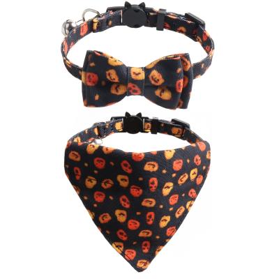 China 2021new Fashion Halloween Pumpkin Bow Tie Small DETACHED Pet Collars for sale