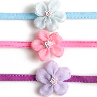 China Factory direct sales flower suede cute soft velvet DETACHED puppy adjustable safety cat collar for sale