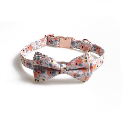 China Small Medium Large Dog Puppy Flower Pattern Cute DETACHED Adjustable Detachable Bow Tie Buckle Dog Collar for sale