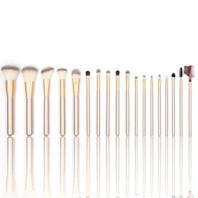 China Angular Blush Soft Gold 18Pcs Make Up Brushes Tools Cosmetic Beauty Makeup Brush Set Synthetic Hair Aluminum Olive Wood Handle for sale