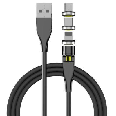 China 2M Video Game Player 1M 540 Degree 3A Rotate Type C IOS Magnet Cable Magnetic Data Transfer Micro USB Fast Charging Mobile Charging for sale