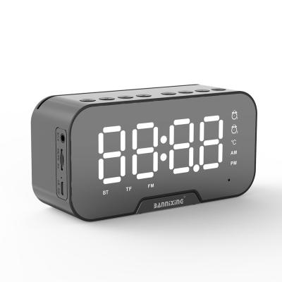 China New Mini Clock Mirror LED Wake Up Light Portable FM Speaker Support SD Card Small BT Radio Creative Stereo Radio for sale