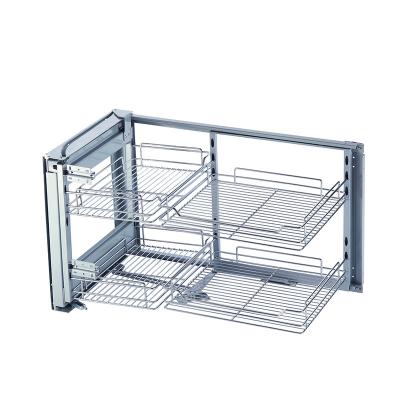 China TALLSEN Hardware Modern Kitchen Furniture Magic Corner Pull Out Stainless Steel Drawer Basket Soft Stop Nano Pull Basket for sale