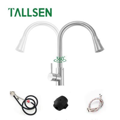 China Pull Out Spray Kitchen Faucet Accessories Single Handle Cold And Hot Mixed Kitchen To Pull To Tap 304 Stainless Steel Kitchen Faucet for sale