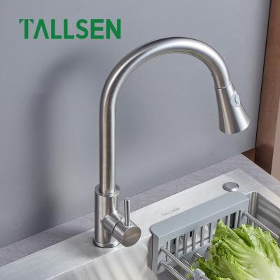 China Modern Design Single Handle Spray Pull Out Stainless Steel Faucets Pull Out Cold And Hot Mixed Kitchen Faucets for sale