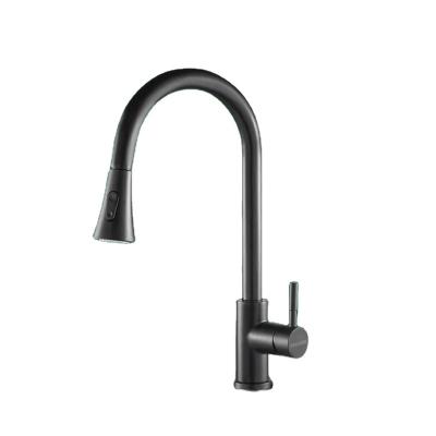 China Modern Wide Range Pull Out China Black 304 Stainless Steel Kitchen Sink Faucet With Pull Out Sprayer Faucet Faucets for sale