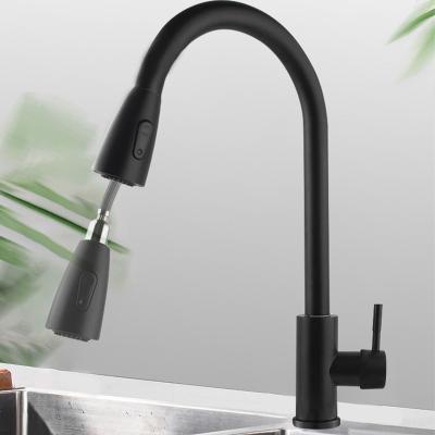 China Pull Out Spray Kitchen Faucet Accessories Single Handle Cold And Hot Mixed Kitchen To Pull To Tap 304 Stainless Steel Kitchen Faucet for sale