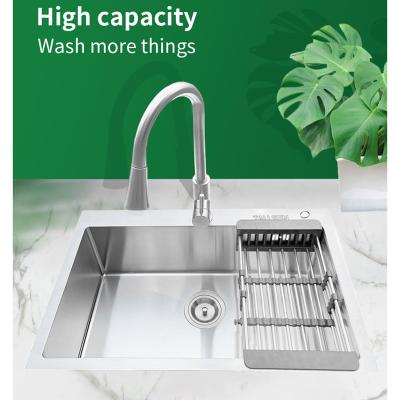 China Modern Design 304 Stainless Steel Kitchen Sinks Single Bowl Without Faucet Handmade Sink Brushed for sale