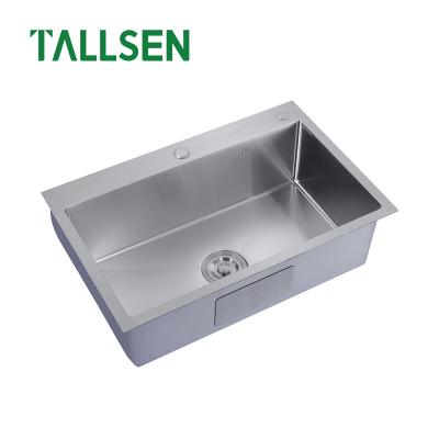 China Without Faucet TALLSEN 304 Stainless Steel Kitchen Sinks Single Bowl Brushed Hand Wash Sink Handmade Sink for sale