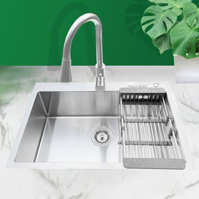 China Without Faucet Hot Sale Handmade Sink 304 Stainless Steel Single Bowl Brushed Undermount Kitchen Sink for sale