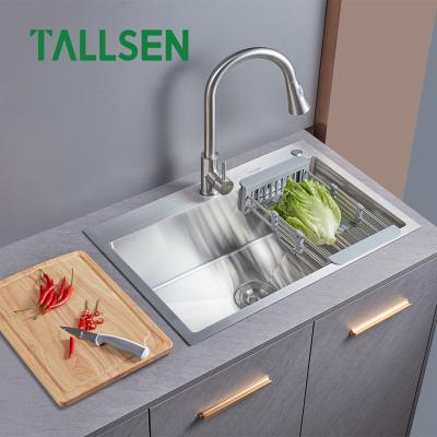 China Without Faucet High Value Undermount Kitchen Sink Handmade Single Bowl Brushed Kitchen Sink 304 Stainless Steel for sale