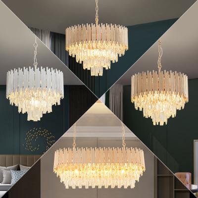 China Competitive Price Modern Luxury Crystal Villa Living Room Dining Room Gold Led Chandelier Lamp for sale