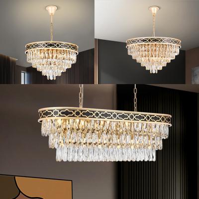 China Large Gold K9 Crystal Luxury Rectangular Led Modern Bedroom Living Room Hotel Decoration Light Chandelier for sale