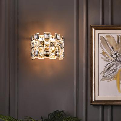 China Good Price Modern Gold Crystal Iron Office Bedroom Indoor Wall Lamp E14 for sale