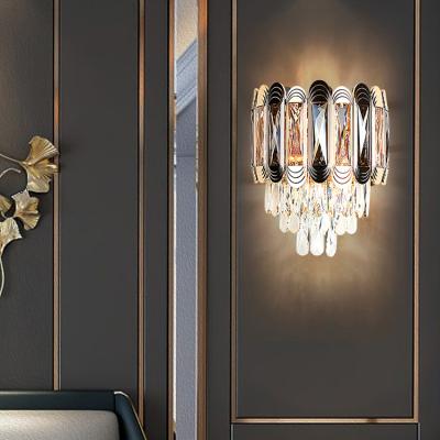 China Modern Nordic Style Gold Hotel Bedroom Vintage Mouted Crystal Modern Indoor Led Wall Lamp for sale